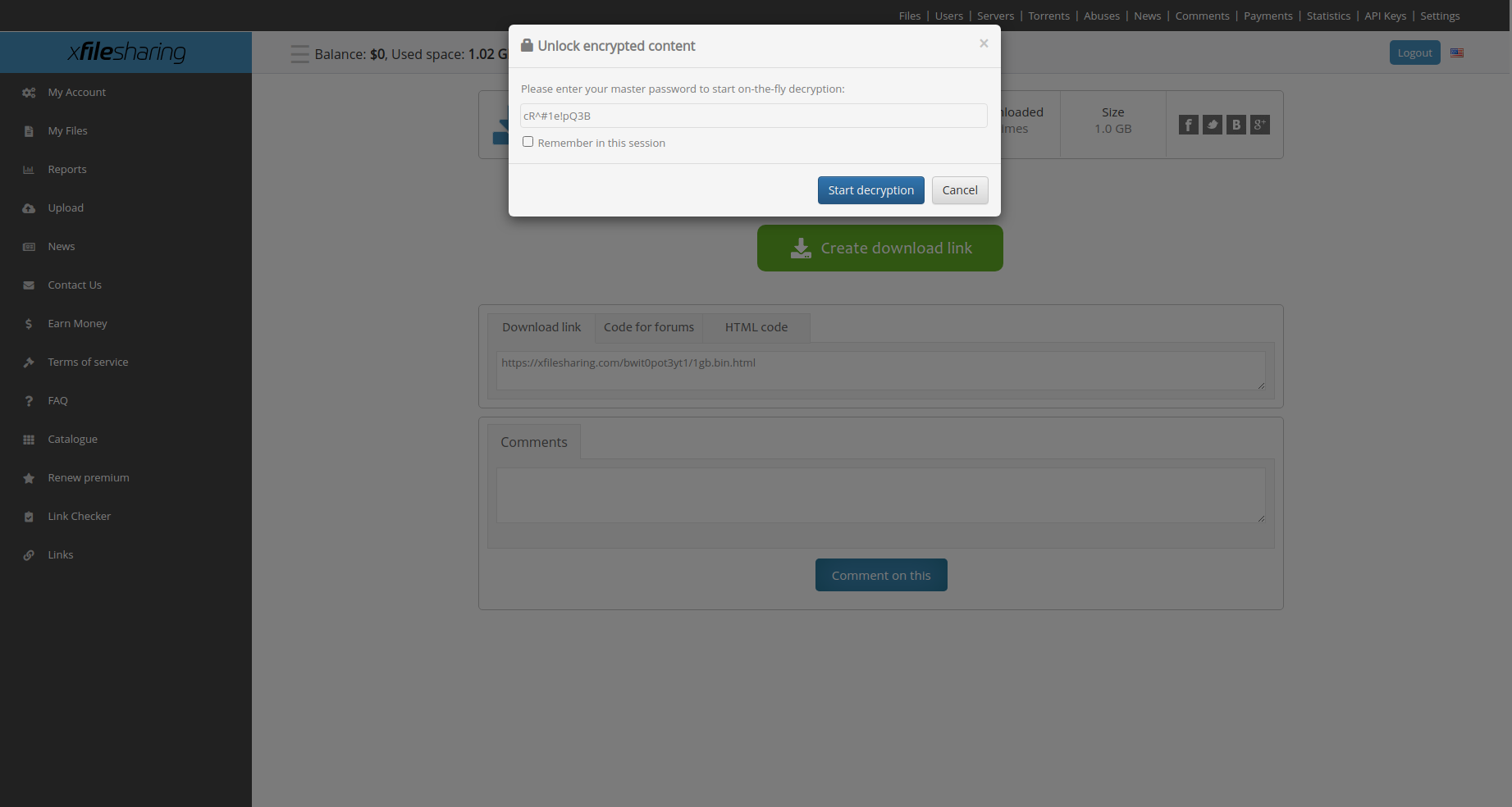 XFileSharing Encryption mod