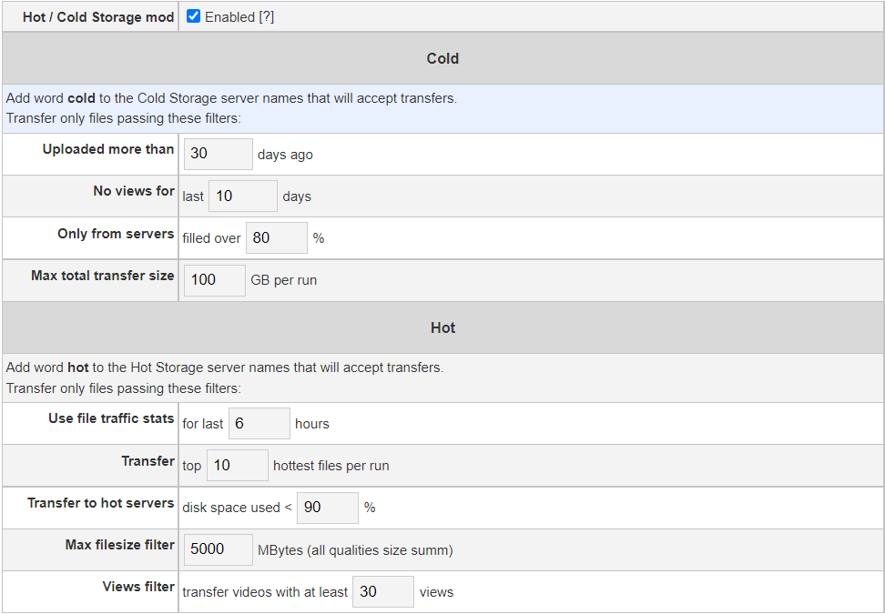XVideoSharing Hot/Cold Storage mod
