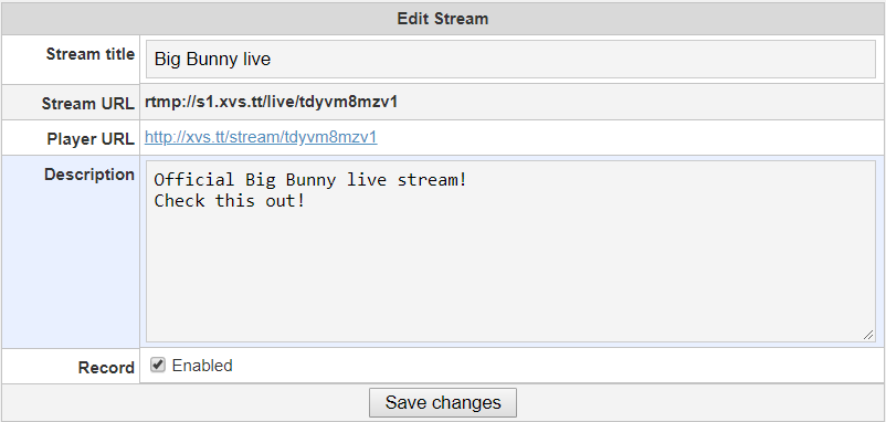 Stream details