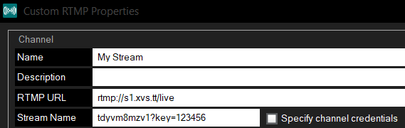 XSplit RTMP settings 2